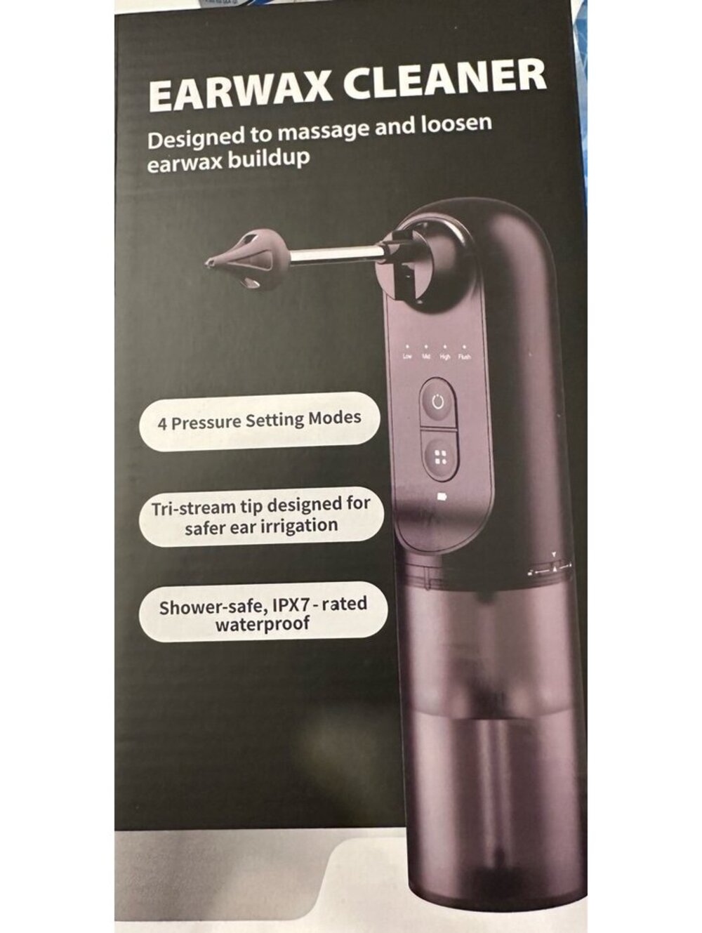 NIB USB Rechargeable Earwax Cleaner with 4 Pressure Setting Modes and IPX7